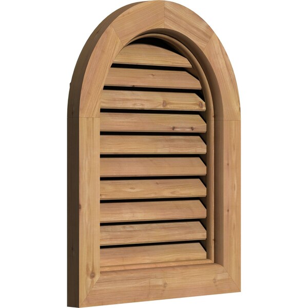 Round Top Gable Vent Functional, Western Red Cedar Gable Vent W/ Brick Mould Face Frame, 32W X 28H